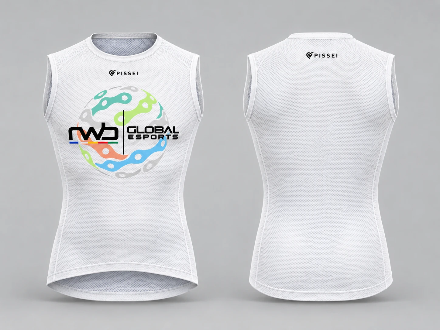 RWB Global eSports base layer in white, front and back